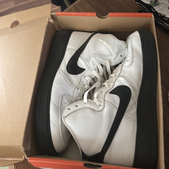 Nike Air Force 1 High-Top White and Black Sneakers - Picture 9 of 9